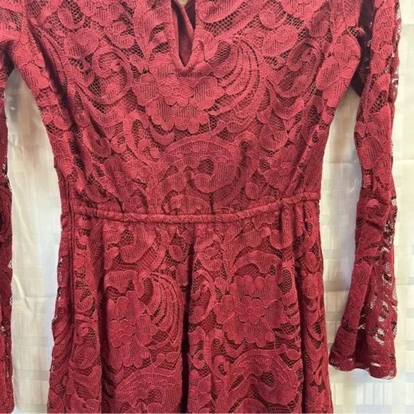 Hollister Dress Womens Size Small Maroon Lace Long Sleeve , New With Tags - Picture 14 of 16